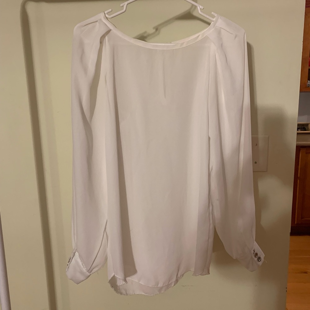 White chiffon long sleeve dress shirt. Size S